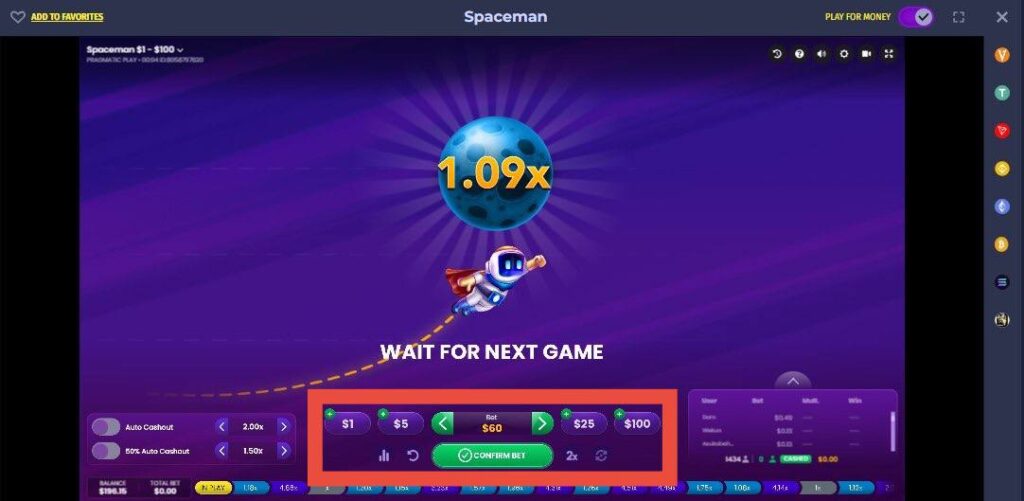 پنل شرط بندی بازی Spaceman وگاس بت